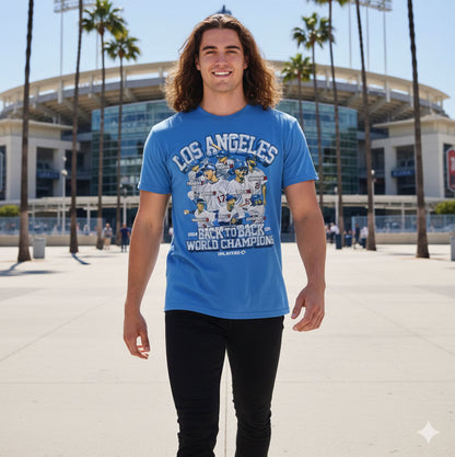 LOS ANGELES DODGERS（MLB） ロサンゼルスドジャース - BACK TO BACK WORLD CHAMPIONS / ドジャース 連覇記念 / Tシャツ / メンズ