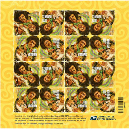 JIMI HENDRIX ジミヘンドリックス (デビュー 60周年 ) - MUSIC ICONS 記念切手シート / 貴重 / ヴィンテージ / 切手・レター品