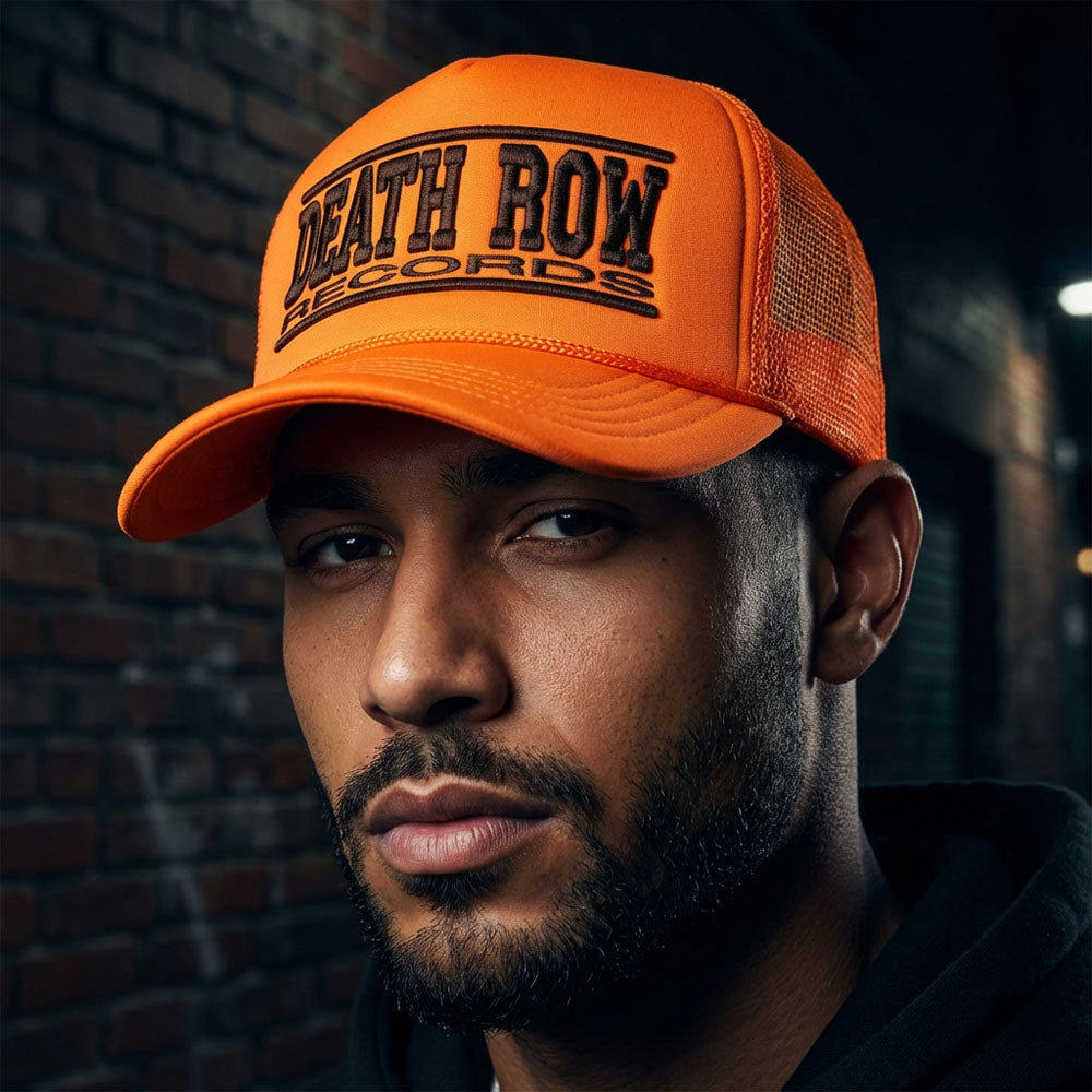 DEATH ROW RECORDS デスロウ (35周年 ) - Text Logo Mono / Orange / キャップ / メンズ