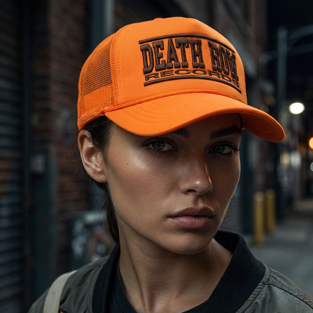 DEATH ROW RECORDS デスロウ (35周年 ) - Text Logo Mono / Orange / キャップ / メンズ