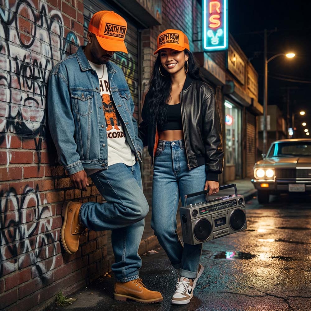 DEATH ROW RECORDS デスロウ (35周年 ) - Text Logo Mono / Orange / キャップ / メンズ