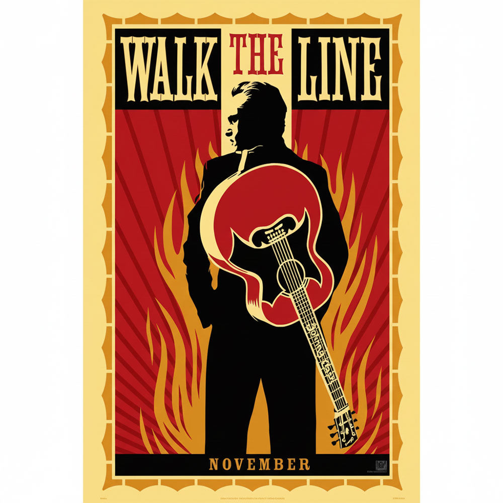JOHNNY CASH - (デビュー 70周年 ) - 絶版 オリジナル映画プロモーション・ポスター 「Walk The Line」US劇場用