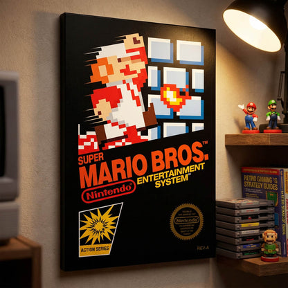 SUPER MARIO (released April 24th) - Nes Cover / Canvas Print Wooden Frame / Interior Frame