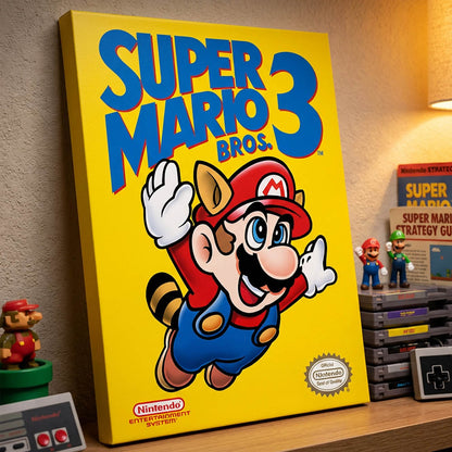 SUPER MARIO (released April 24th) - Nes Cover / Canvas Print Wooden Frame / Interior Frame