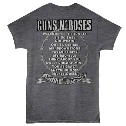 【予約商品】 GUNS N ROSES ガンズアンドローゼズ (デビュー 40周年 ) - Appetite Songs / バックプリントあり / Tシャツ / メンズ