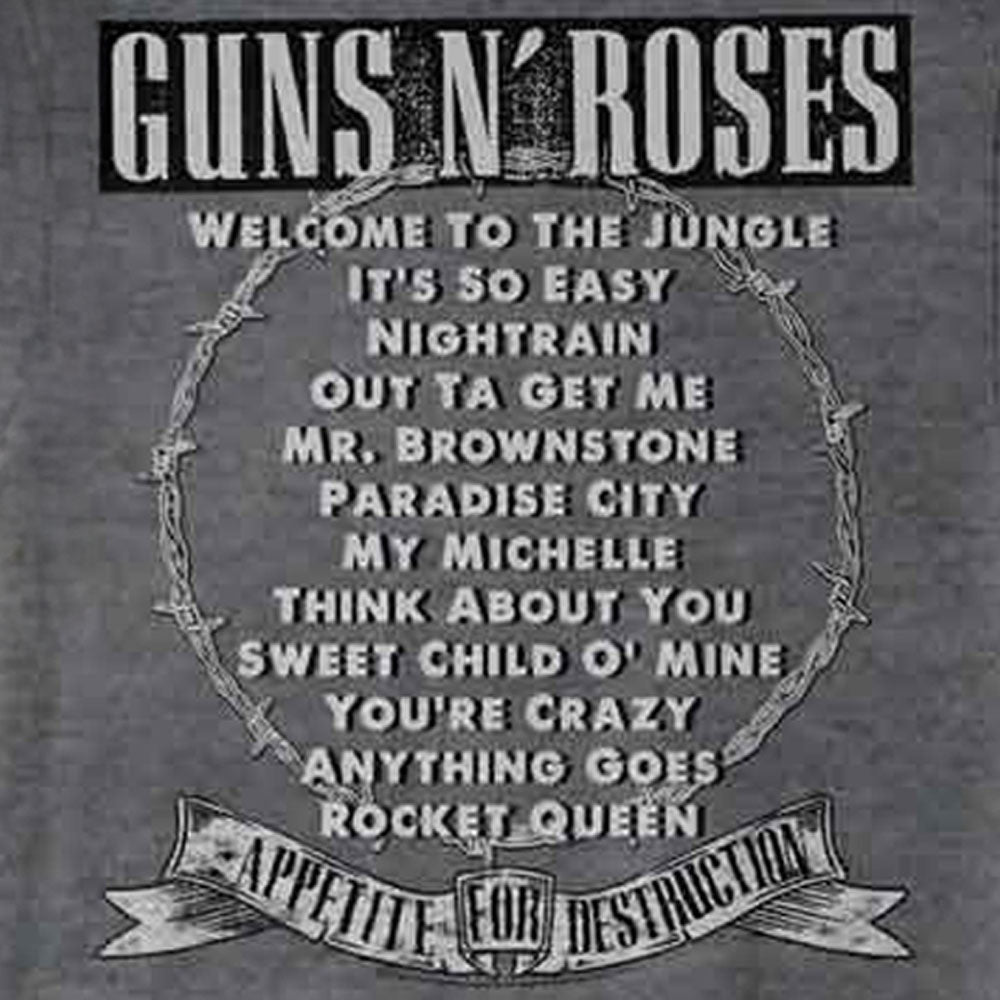 【予約商品】 GUNS N ROSES ガンズアンドローゼズ (デビュー 40周年 ) - Appetite Songs / バックプリントあり / Tシャツ / メンズ
