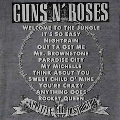 【予約商品】 GUNS N ROSES ガンズアンドローゼズ (デビュー 40周年 ) - Appetite Songs / バックプリントあり / Tシャツ / メンズ