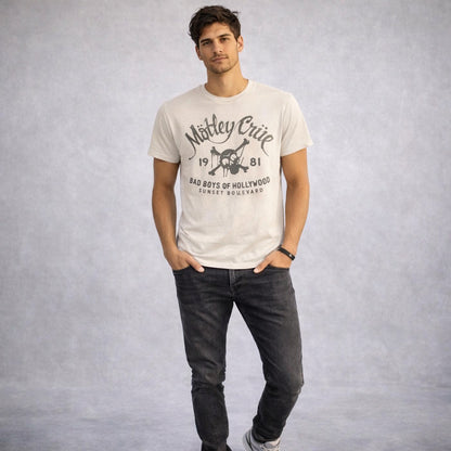 【予約商品】 MOTLEY CRUE モトリークルー (結成 45周年 ) - BAD BOYS 1981 / IVORY / COMFORT COLOR TSHIRT / 限定 / Tシャツ / メンズ