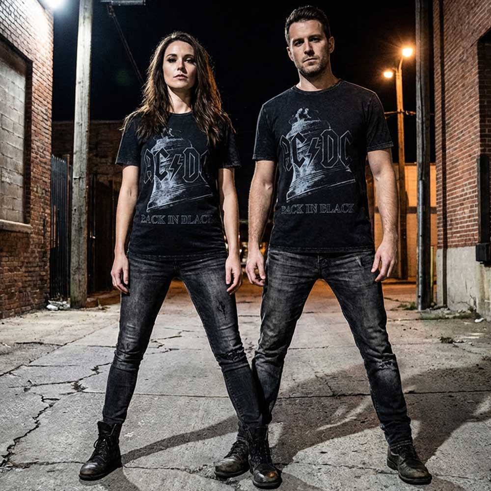 AC/DC エーシーディーシー (来日 45周年 ) - Back In Black Bell / Stone Wash / Tシャツ / メンズ