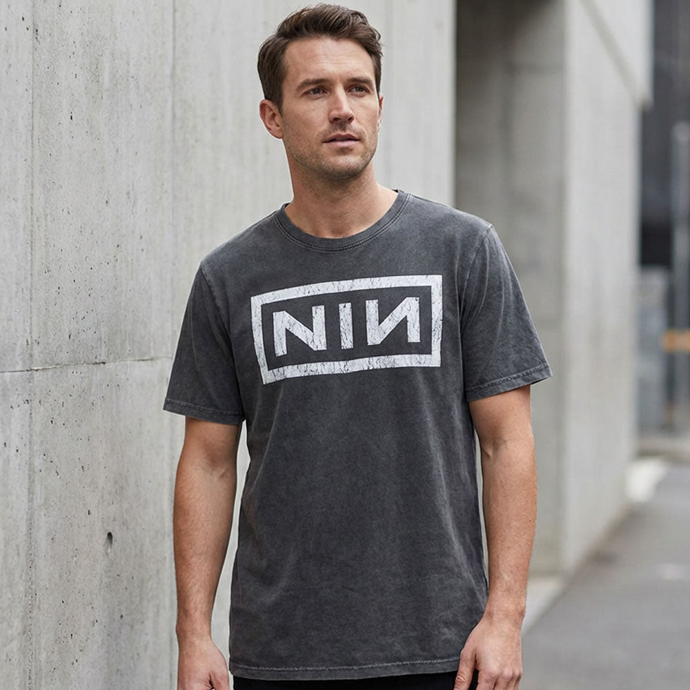 NINE INCH NAILS ナインインチネイルズ - Classic Logo / Stone Wash / Tシャツ / メンズ
