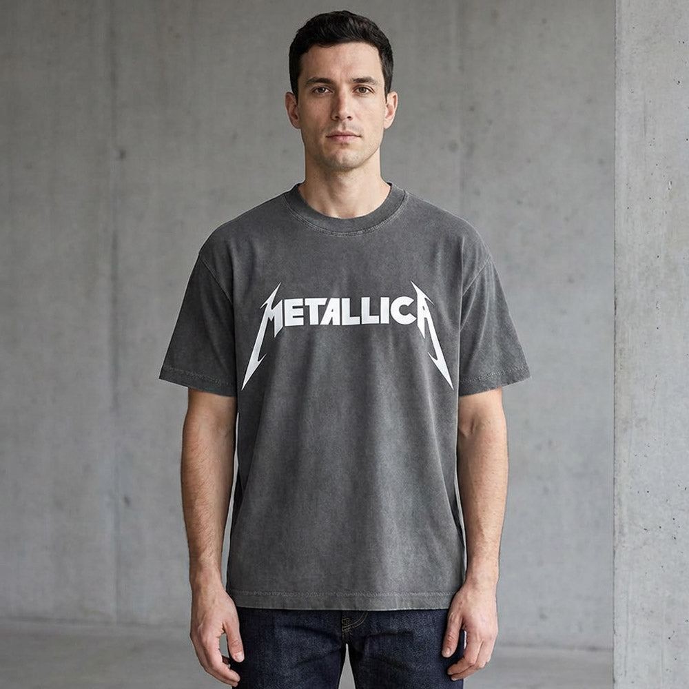 METALLICA (45th Anniversary) - Logo / Stone Wash / T-Shirt / Men's
