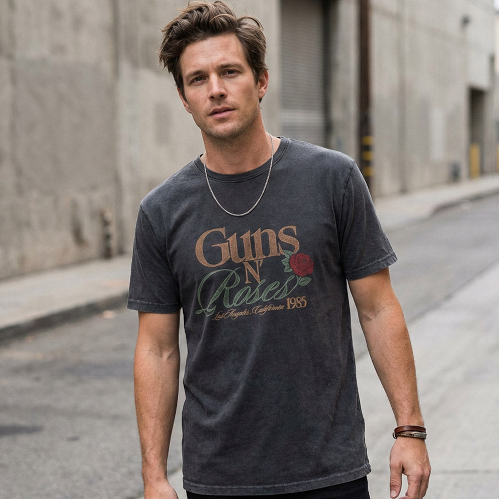 GUNS N ROSES (40th Anniversary) - California 1985 / Stone Wash / Men's T-Shirt
