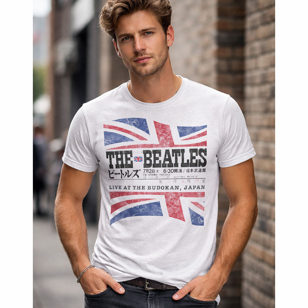 【予約商品】 THE BEATLES ビートルズ (来日 60周年 ) - BUDOKAN 1966 SET LIST | ヴィンテージ加工 / バックプリントあり / Tシャツ / メンズ
