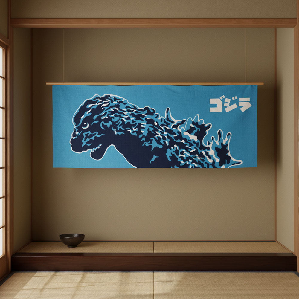 GODZILLA ゴジラ - Godzilla & Japanese traditional crafts / ゴジラ（夏） / 注染二度染め手ぬぐい / 露草色 / キッチン用品