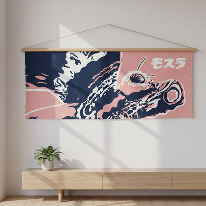 GODZILLA ゴジラ - Godzilla & Japanese traditional crafts / モスラ（春） / 注染二度染め手ぬぐい / 紅梅色 / キッチン用品