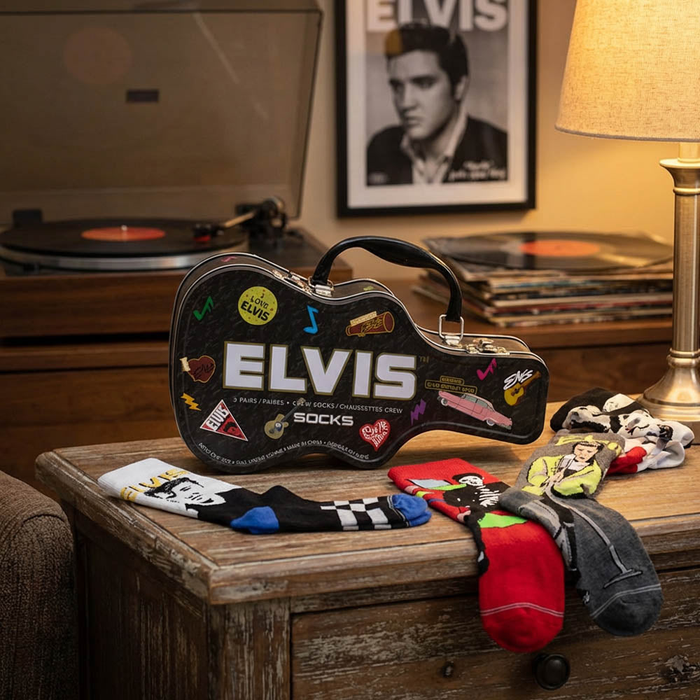 ELVIS PRESLEY エルヴィスプレスリー (EPiC 映画 公開 記念 ) - GUITAR TIN SOCK BOX / 3足セット / ソックス / メンズ