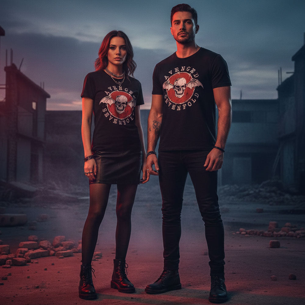 AVENGED SEVENFOLD アヴェンジドセヴンフォールド (9月 来日 ) - Deathbat Red Circle / カーボンソフト加工 / Tシャツ / メンズ