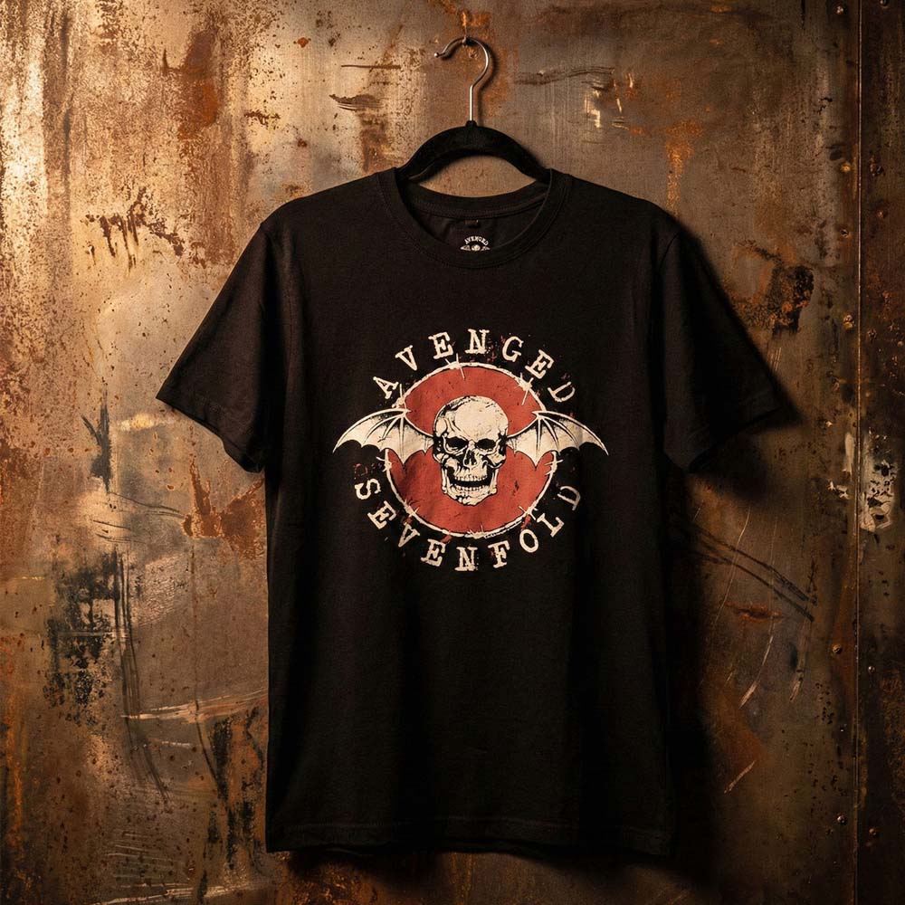 AVENGED SEVENFOLD アヴェンジドセヴンフォールド (9月 来日 ) - Deathbat Red Circle / カーボンソフト加工 / Tシャツ / メンズ