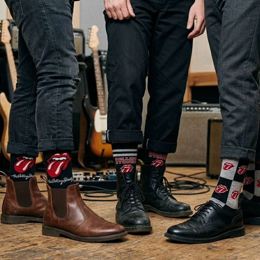 ROLLING STONES ローリングストーンズ (7月 新譜 記念 ) - Logos / GUITAR TIN SOCK BOX / 3足セット / ソックス / メンズ