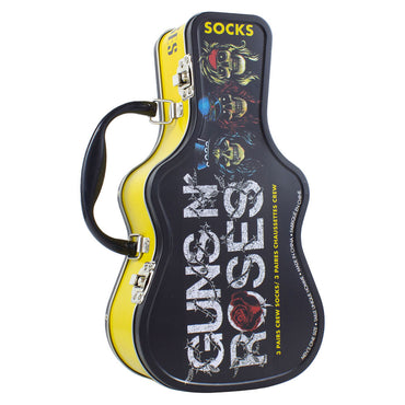 GUNS N ROSES ガンズアンドローゼズ (デビュー 40周年 ) - Logos / GUITAR TIN SOCK BOX / 3足セット / ソックス / メンズ