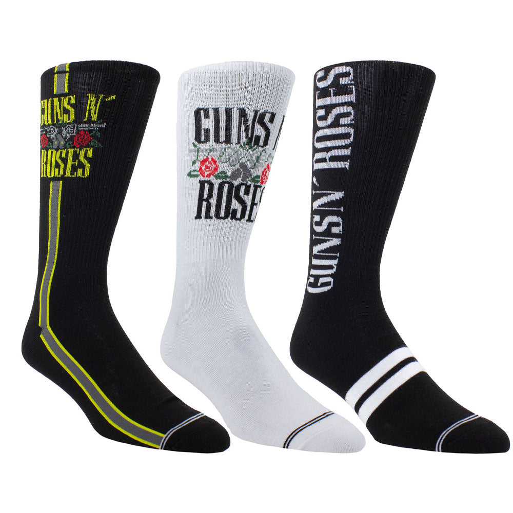 GUNS N ROSES ガンズアンドローゼズ (デビュー 40周年 ) - Logos / GUITAR TIN SOCK BOX / 3足セット / ソックス / メンズ