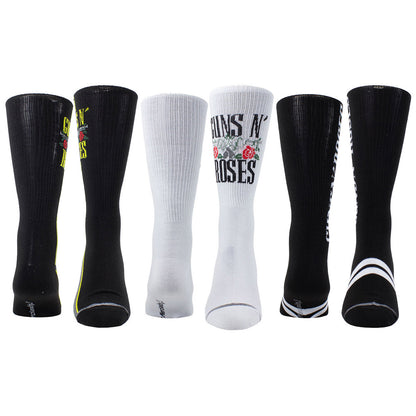 GUNS N ROSES ガンズアンドローゼズ (デビュー 40周年 ) - Logos / GUITAR TIN SOCK BOX / 3足セット / ソックス / メンズ
