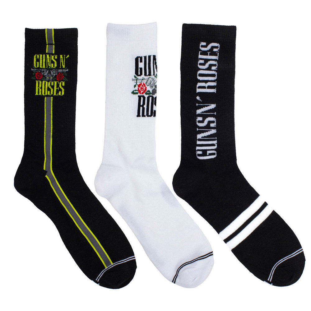GUNS N ROSES ガンズアンドローゼズ (デビュー 40周年 ) - Logos / GUITAR TIN SOCK BOX / 3足セット / ソックス / メンズ