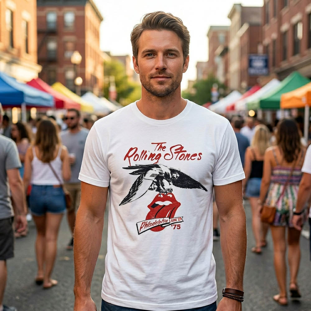 ROLLING STONES ローリングストーンズ (7月 新譜 記念 ) - Philadelphia Eagle 1975 / バックプリントあり（復刻ツアーTシリーズ） / Tシャツ / メンズ