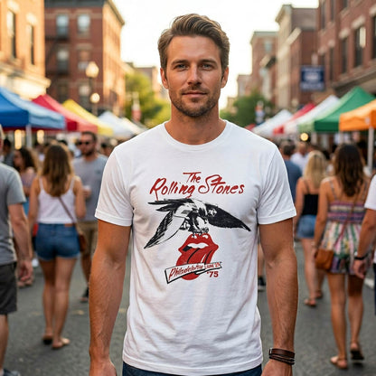 ROLLING STONES ローリングストーンズ (7月 新譜 記念 ) - Philadelphia Eagle 1975 / バックプリントあり（復刻ツアーTシリーズ） / Tシャツ / メンズ
