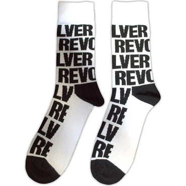 THE BEATLES ビートルズ (来日 60周年 ) - Revolver Text Repeat / ソックス / メンズ