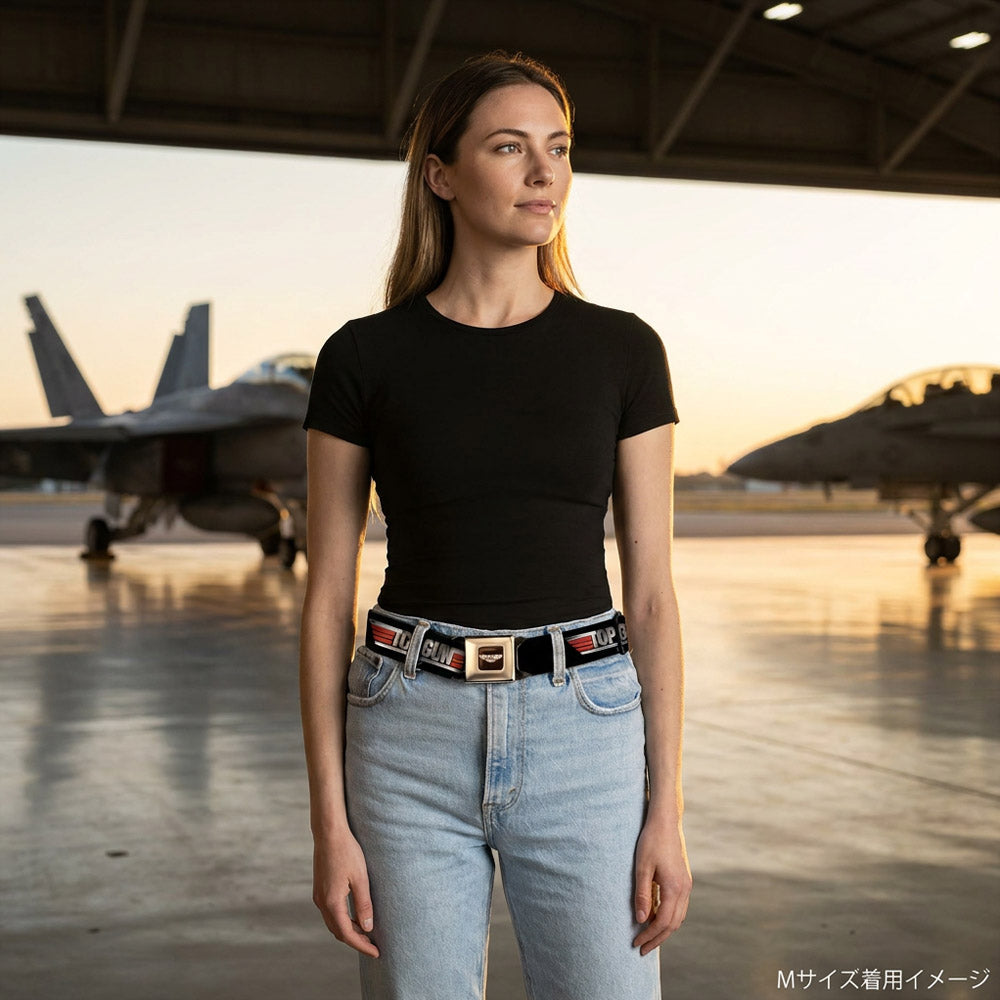 【予約商品】 TOP GUN トップガン (公開 40周年 ) - Title Logo Black & Silver & Red & Blue Seatbelt Belt / ベルト・バックル / メンズ