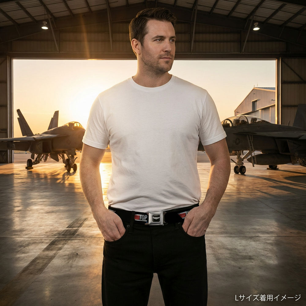 【予約商品】 TOP GUN トップガン (公開 40周年 ) - Title Logo Black & Silver & Red & Blue Seatbelt Belt / ベルト・バックル / メンズ
