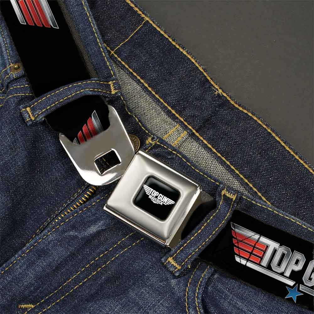 【予約商品】 TOP GUN トップガン (公開 40周年 ) - Title Logo Black & Silver & Red & Blue Seatbelt Belt / ベルト・バックル / メンズ