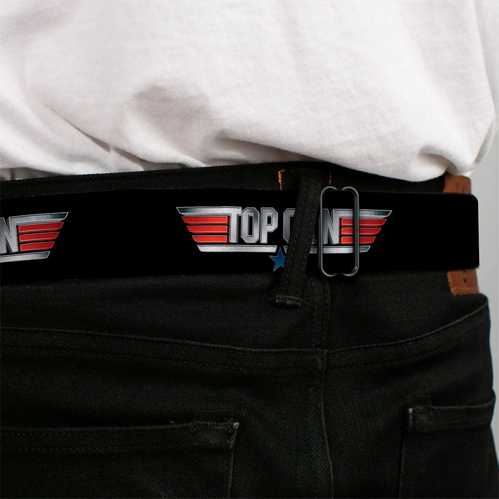 【予約商品】 TOP GUN トップガン (公開 40周年 ) - Title Logo Black & Silver & Red & Blue Seatbelt Belt / ベルト・バックル / メンズ