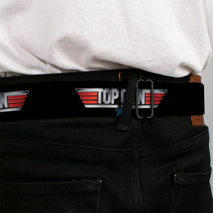 【予約商品】 TOP GUN トップガン (公開 40周年 ) - Title Logo Black & Silver & Red & Blue Seatbelt Belt / ベルト・バックル / メンズ