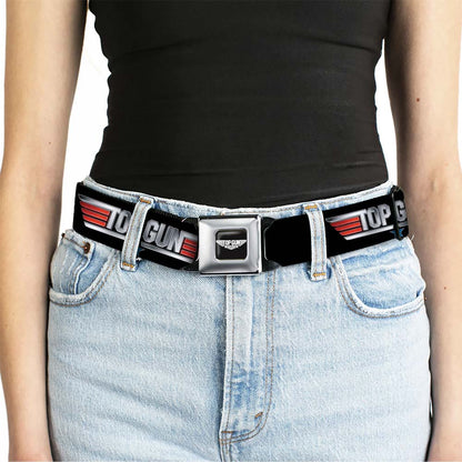 【予約商品】 TOP GUN トップガン (公開 40周年 ) - Title Logo Black & Silver & Red & Blue Seatbelt Belt / ベルト・バックル / メンズ