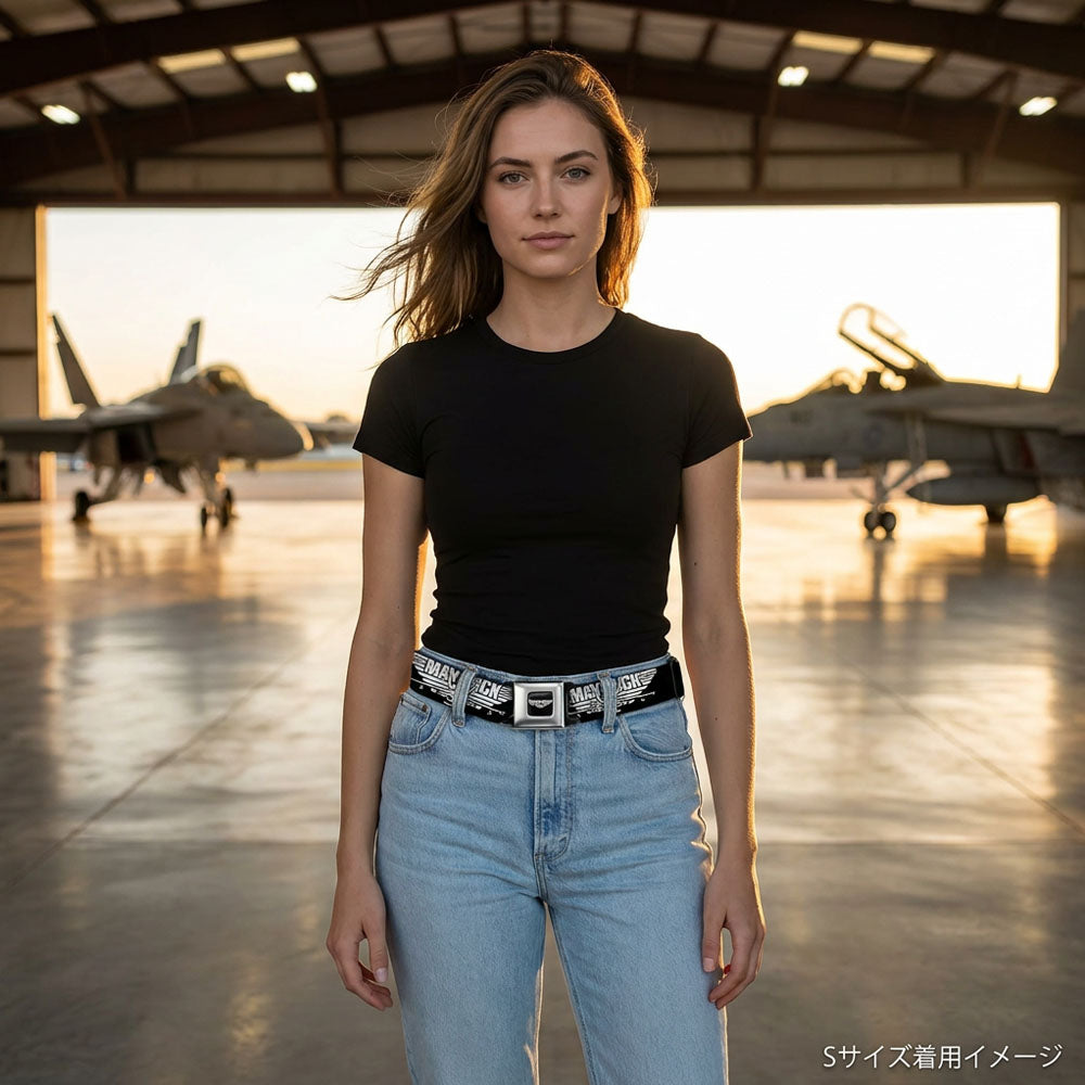 【予約商品】 TOP GUN トップガン (公開 40周年 ) - Maverick Fighter Jet Logo Weathered Seatbelt Belt / ベルト・バックル