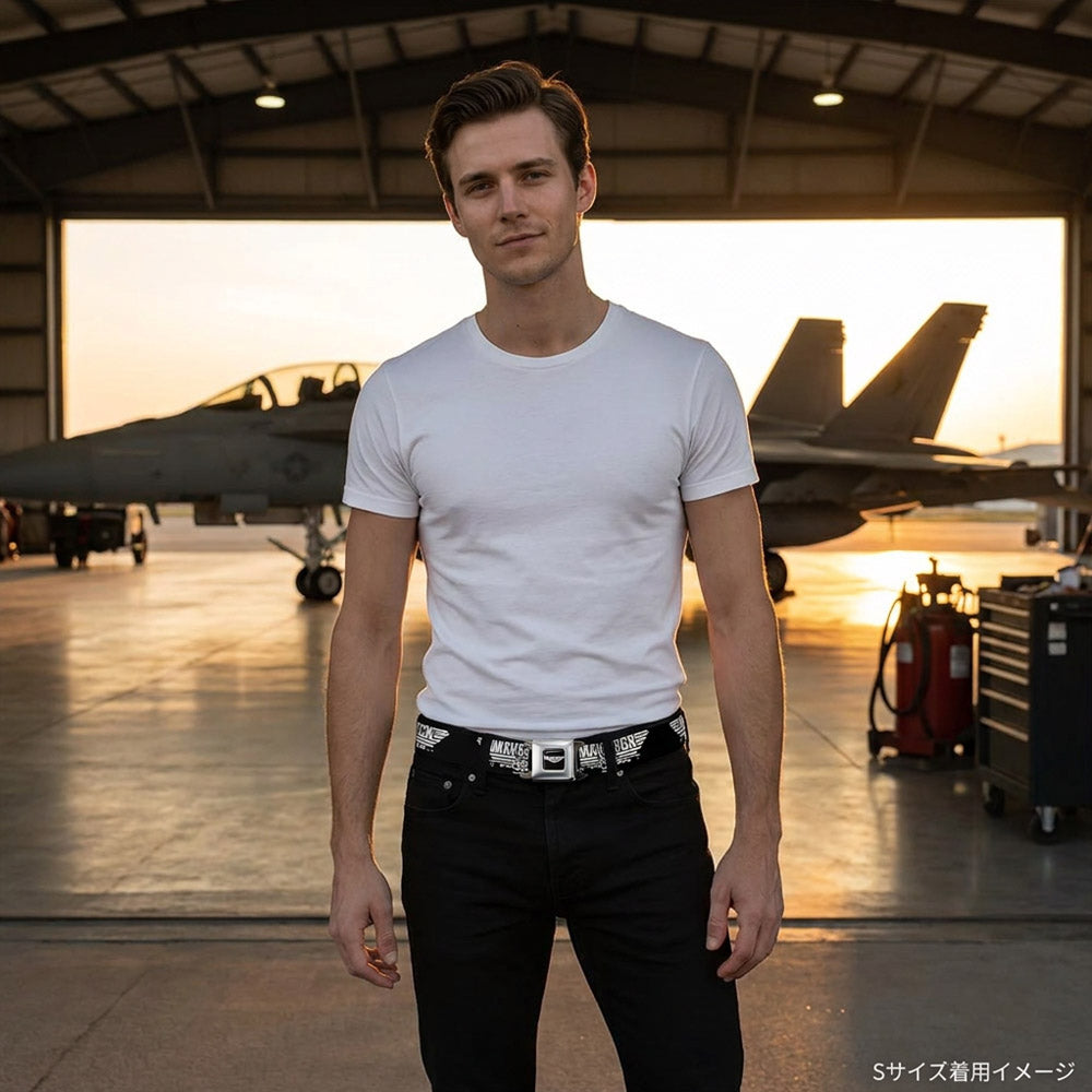 【予約商品】 TOP GUN トップガン (公開 40周年 ) - Maverick Fighter Jet Logo Weathered Seatbelt Belt / ベルト・バックル
