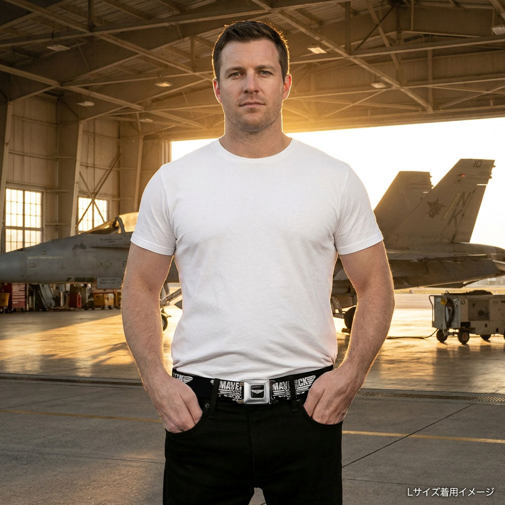 【予約商品】 TOP GUN トップガン (公開 40周年 ) - Maverick Fighter Jet Logo Weathered Seatbelt Belt / ベルト・バックル