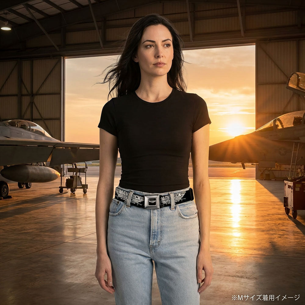 【予約商品】 TOP GUN トップガン (公開 40周年 ) - Maverick Fighter Jet Logo Weathered Seatbelt Belt / ベルト・バックル