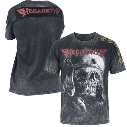 MEGADETH - Fighter Pilot Rex Retro Stone Black plus / パッチ加工 / バックプリントあり