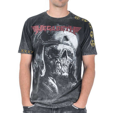 MEGADETH メガデス - Fighter Pilot Rex Retro Stone Black plus / パッチ加工 / バックプリントあり / Tシャツ / メンズ