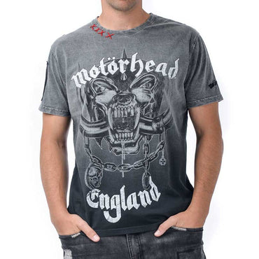 MOTORHEAD モーターヘッド - England logo Rex Calipo / パッチ加工 / バックプリントあり / Tシャツ / メンズ