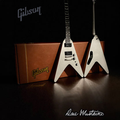 MEGADETH メガデス - Dave Mustaine Gibson Flying V EXP Silver Metallic / ミニチュア楽器