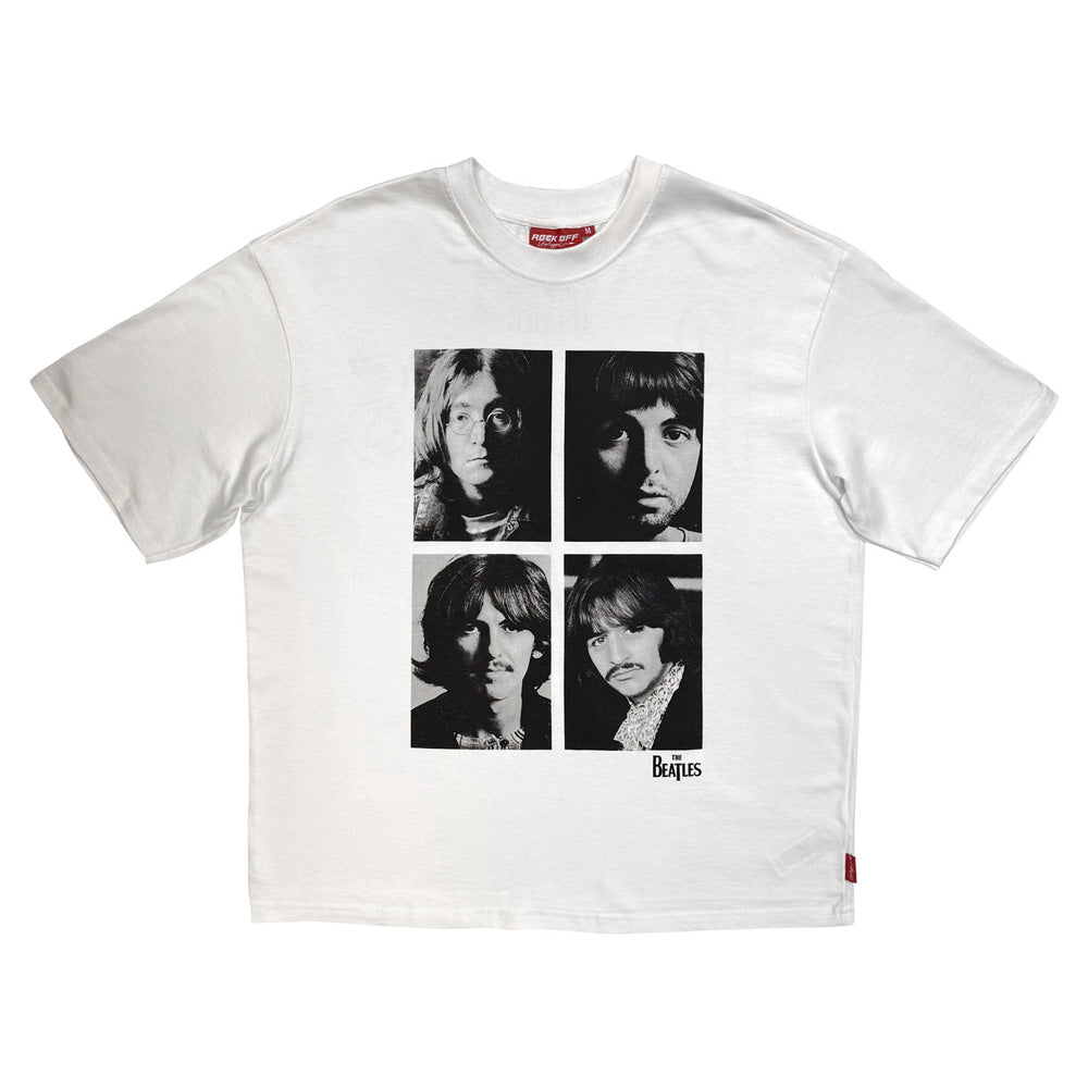 THE BEATLES ビートルズ (来日 60周年 ) - Four Portrait / バックプリントあり / Stone Wash / Tシャツ / メンズ