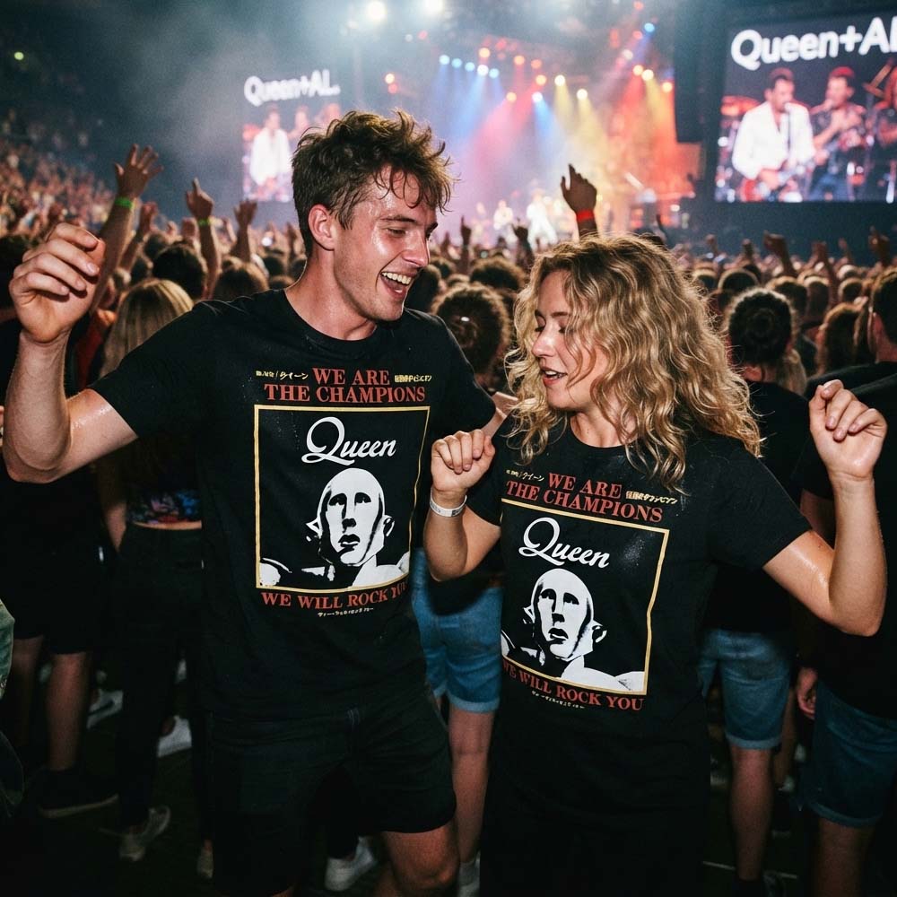 【予約商品】 QUEEN クイーン (フレディ 生誕 80年 ) - We Are The Champions / Premium Carbon / Tシャツ / メンズ
