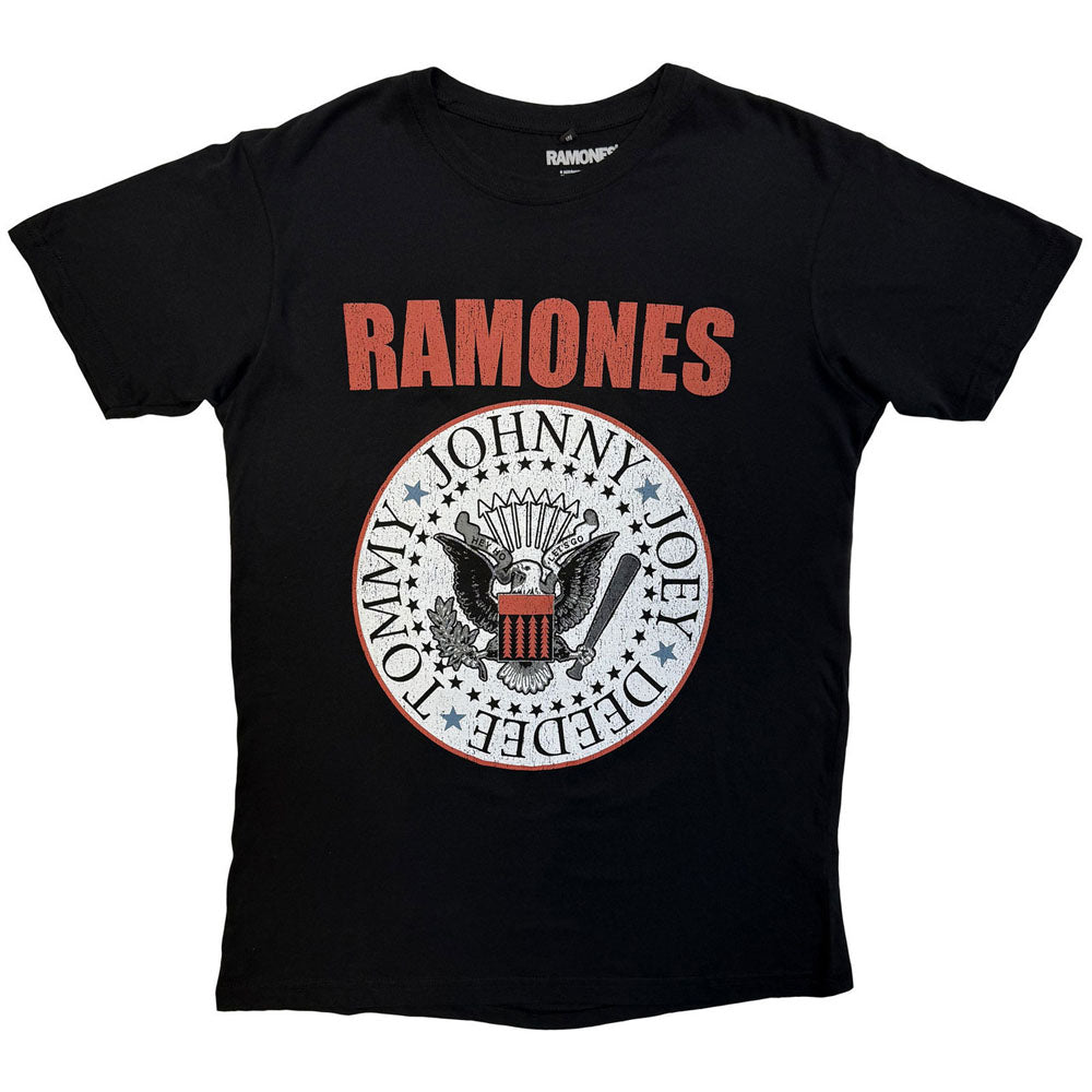 【予約商品】 RAMONES ラモーンズ (デビュー 50周年 ) - Hey Ho Red Block Text / バックプリントあり / Premium Carbon / Tシャツ / メンズ
