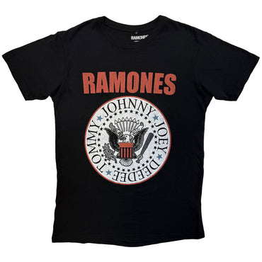 RAMONES ラモーンズ (デビュー 50周年 ) - Hey Ho Red Block Text / バックプリントあり / カーボンソフト加工 / Tシャツ / メンズ