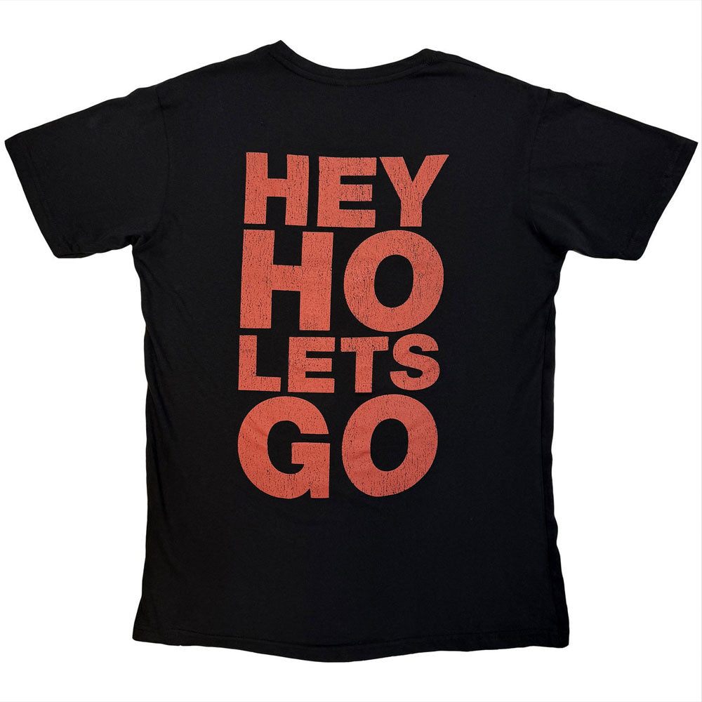 【予約商品】 RAMONES ラモーンズ (デビュー 50周年 ) - Hey Ho Red Block Text / バックプリントあり / Premium Carbon / Tシャツ / メンズ