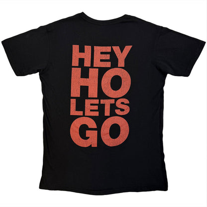 【予約商品】 RAMONES ラモーンズ (デビュー 50周年 ) - Hey Ho Red Block Text / バックプリントあり / Premium Carbon / Tシャツ / メンズ